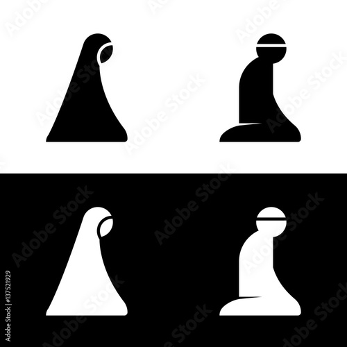 Islamic Prayer Room Area Sign Symbol Logo Icon Vector Illustration