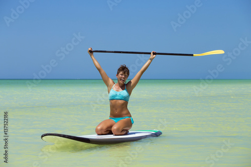 Fit woman having active vacation in the mexican Caribbean