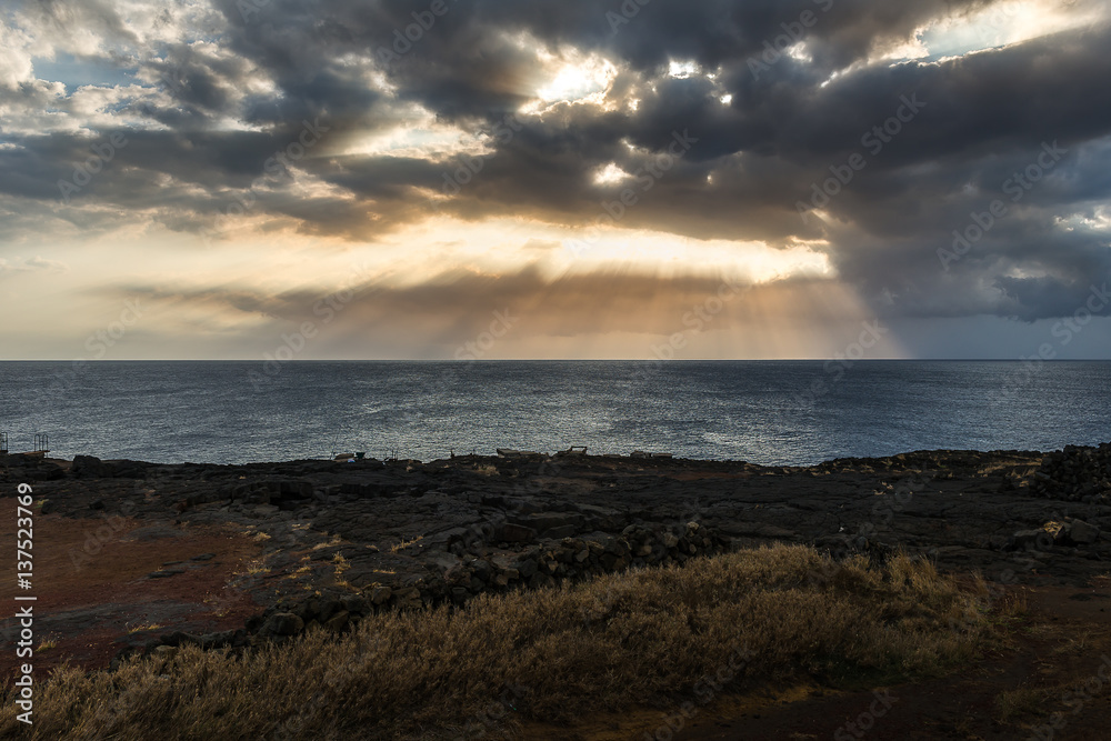 Seascape of Pacific coast at Hawaii