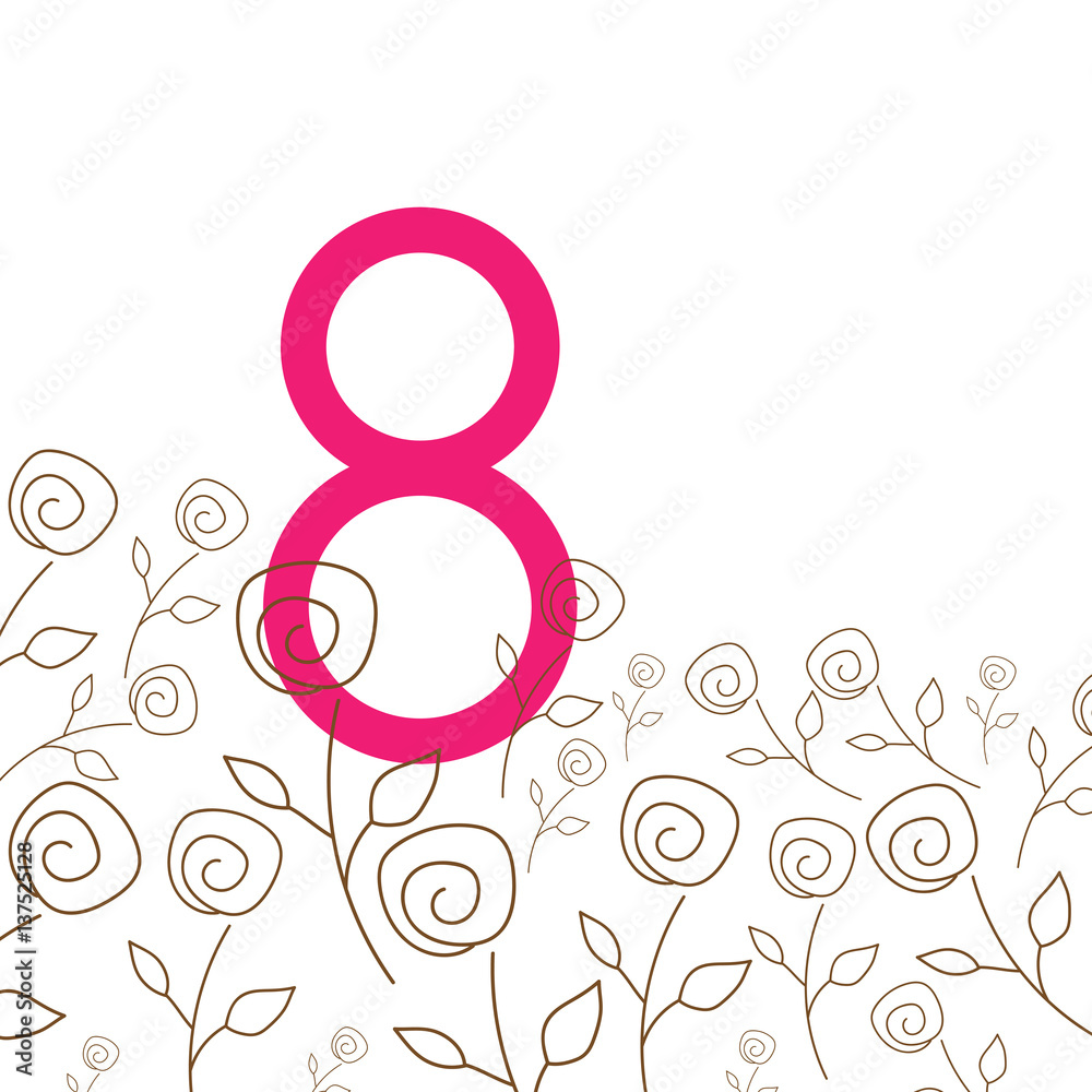 Obraz premium 8 March Women's Day greeting card with roses. Vector illustration