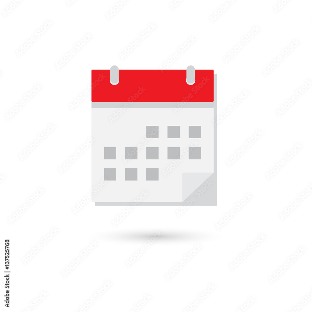 Calendar vector icon with shadow on white Calendar vector icon with shadow on white