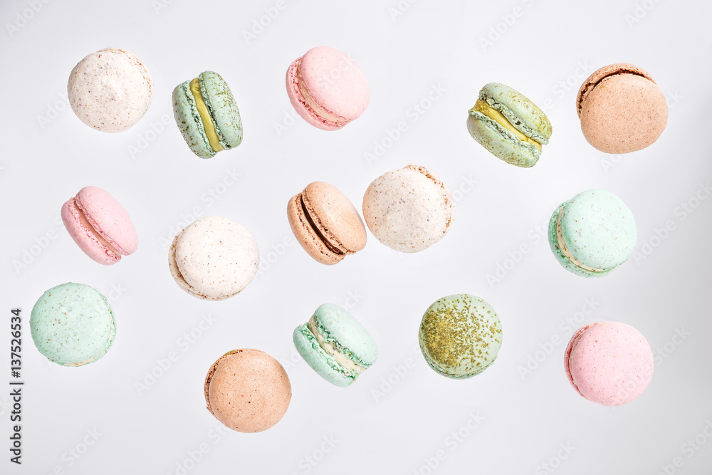 custom made wallpaper toronto digitalMacarons cake, top view flat lay, handmade pattern on pink background