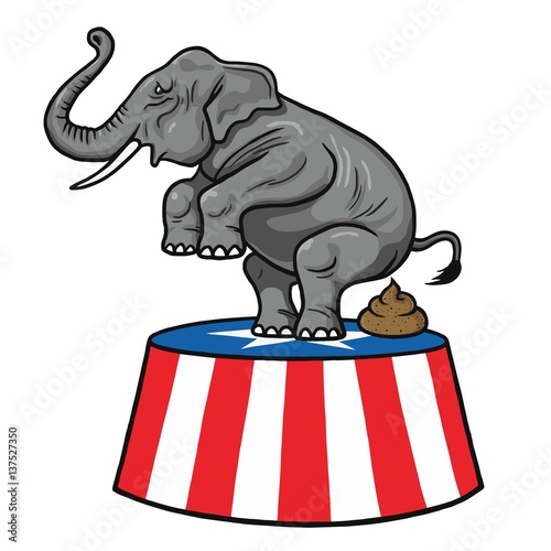 American Republican Party GOP Elephant Vector Cartoon Illustration