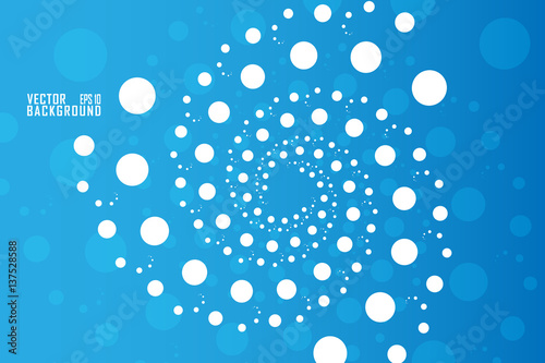 Abstract Design White Dots on Spiral Effect on Blue Background