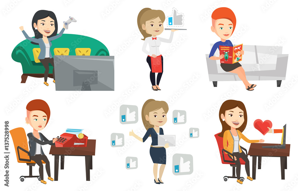 Vector set of media people characters.