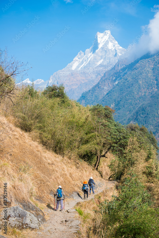 Hiking to Himalaya mountain in Nepal