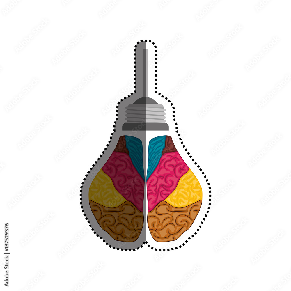 Bulb idea and human brain icon vector illustration graphic design