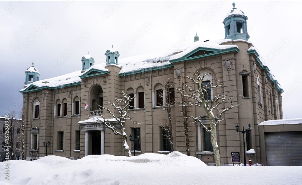 Otaru old town city building in snow winter
