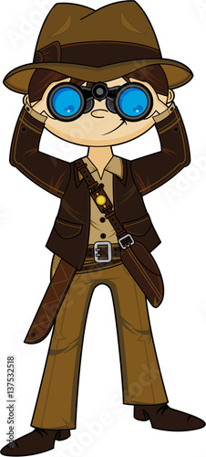 Cute Cartoon Mini Adventurer with Binoculars