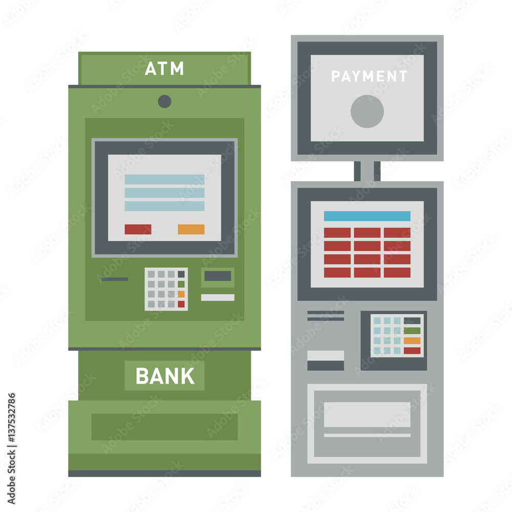 ATM icons vector illustration. ATM icons vector illustration.