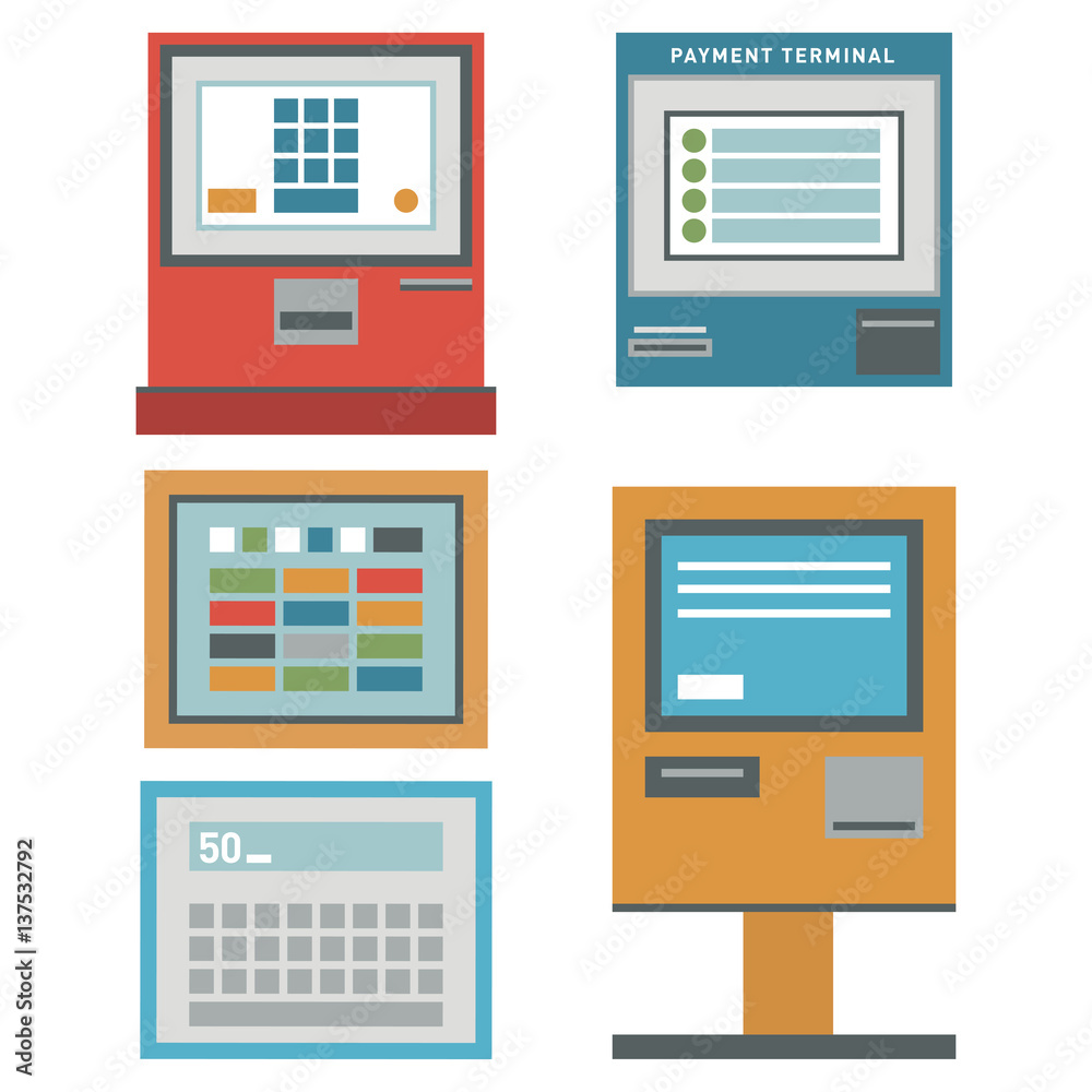 ATM icons vector illustration. ATM icons vector illustration.