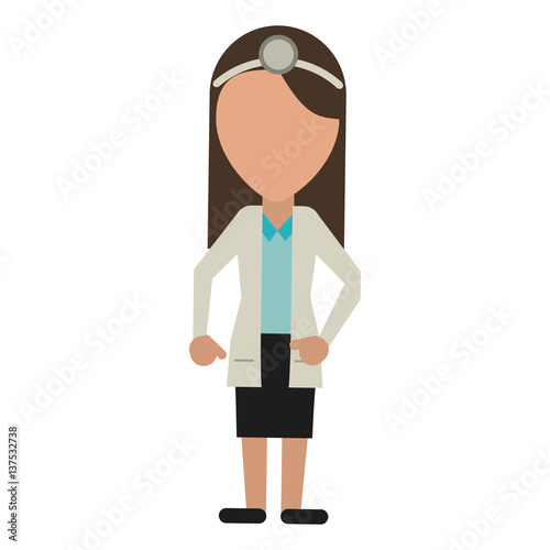 doctor female with head mirror and coat vector illustration eps 10