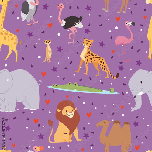 Africa animals outdoor graphic travel seamless pattern background