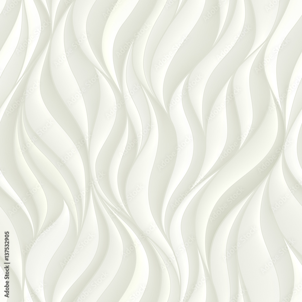 Obraz premium Seamless pattern with white volumetric waves. Abstract background.