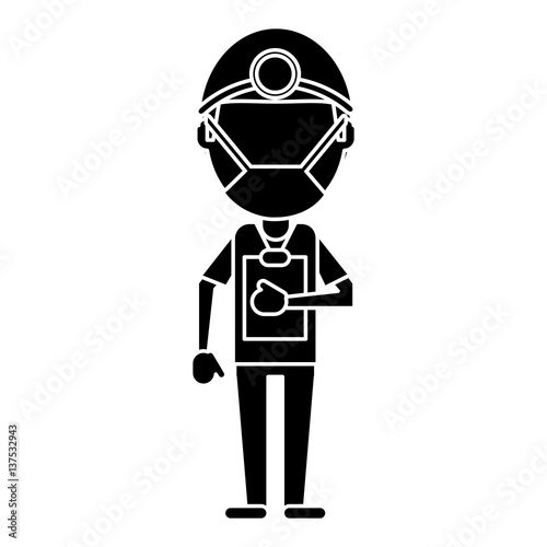 doctor professional surgery mask hat clipboard pictogram vector illustration eps 10 photo