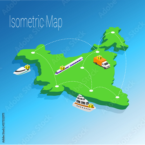 Map India isometric concept.