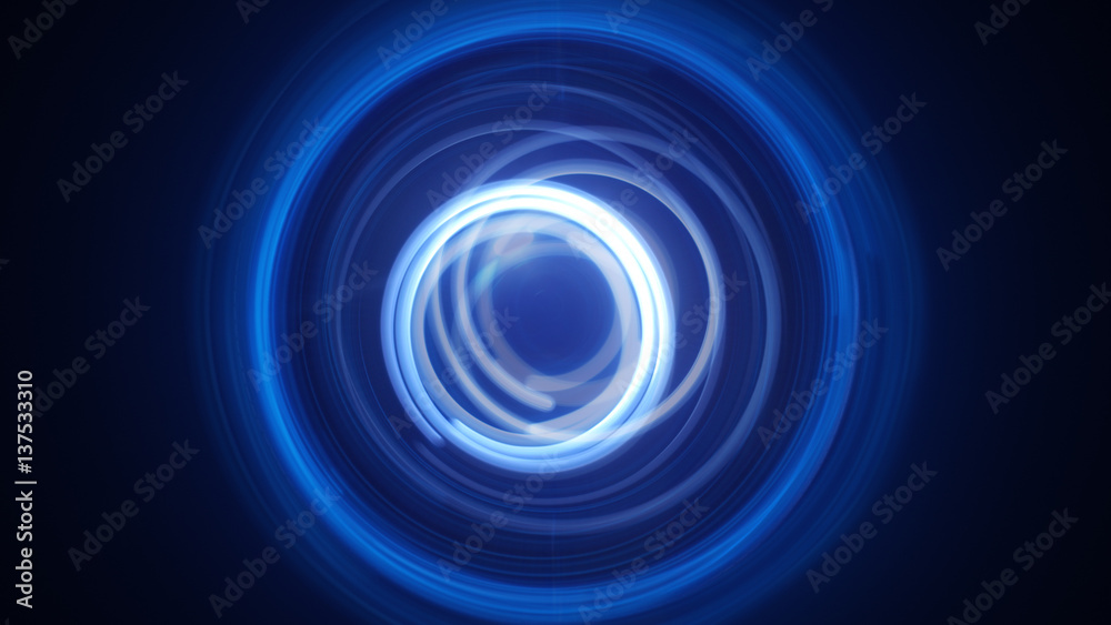 Blue dynamic light circles long exposure lightpainting
