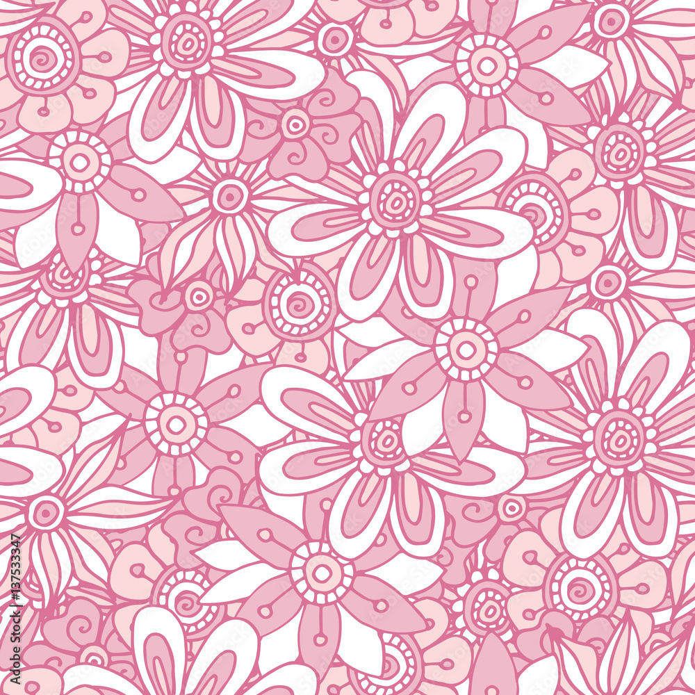 Vector flower seamless pattern. Doodle style. The background for posters, cards and fabric.