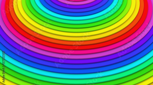 Rainbow concentric lines 3D rendering
