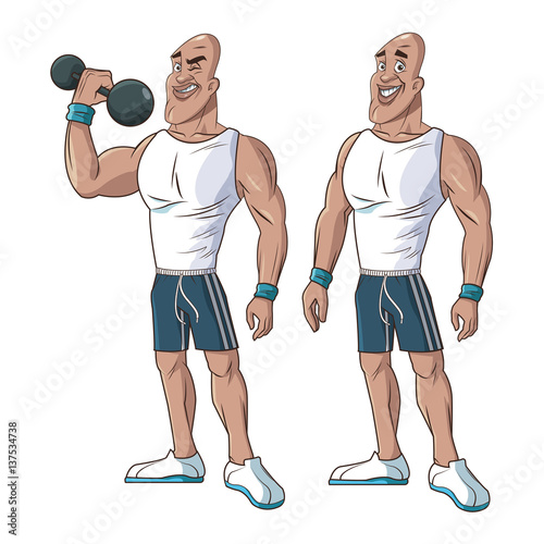 healthy men athletic muscular weight vector illustration eps 10