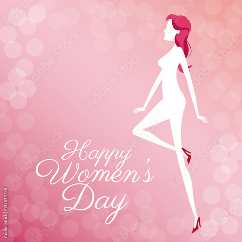 happy womens day poster cute girl bubbles background vector illustration eps 10