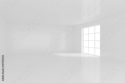 White empty interior with window. 3d rendering © mirexon