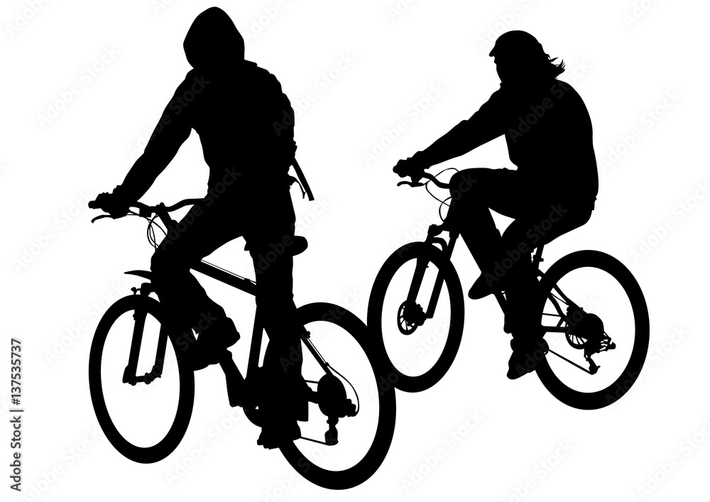 Fototapeta premium Sport man whit bike on white background