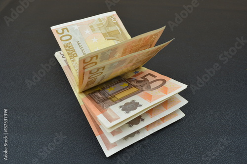 Isolated bundle of european banknotes