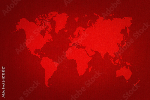 Fabric texture background with world map