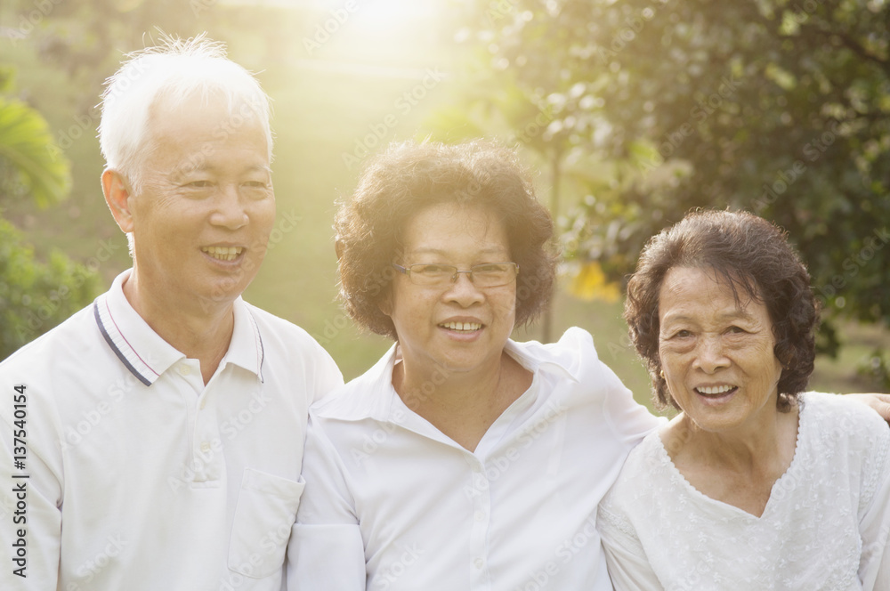 Group of Asian seniors celebrating friendship Group of Asian seniors celebrating friendship