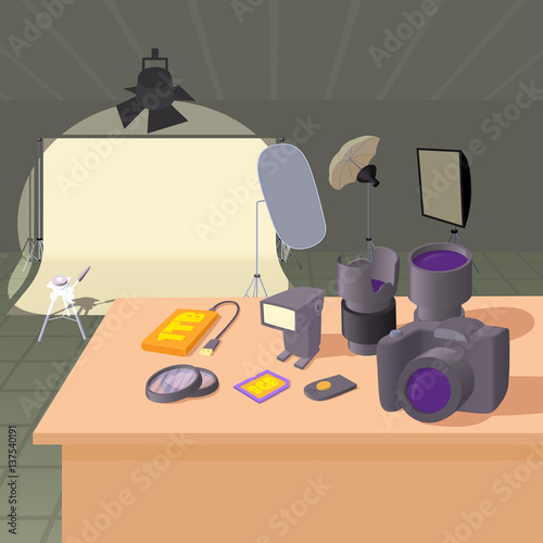 Photo studio concept, cartoon style
