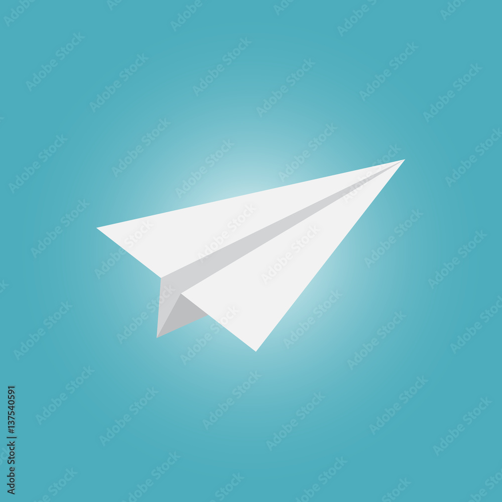 Vector flat airplane icon on blue gradient background Vector flat airplane icon on blue gradient background