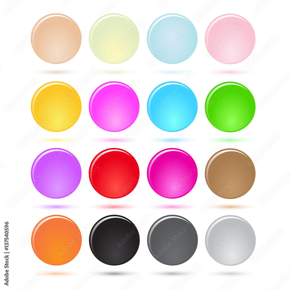 Colorful Round Glossy Jelly style Buttons, Vector illustration