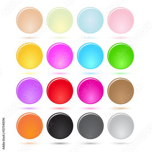 Colorful Round Glossy Jelly style Buttons  Vector illustration