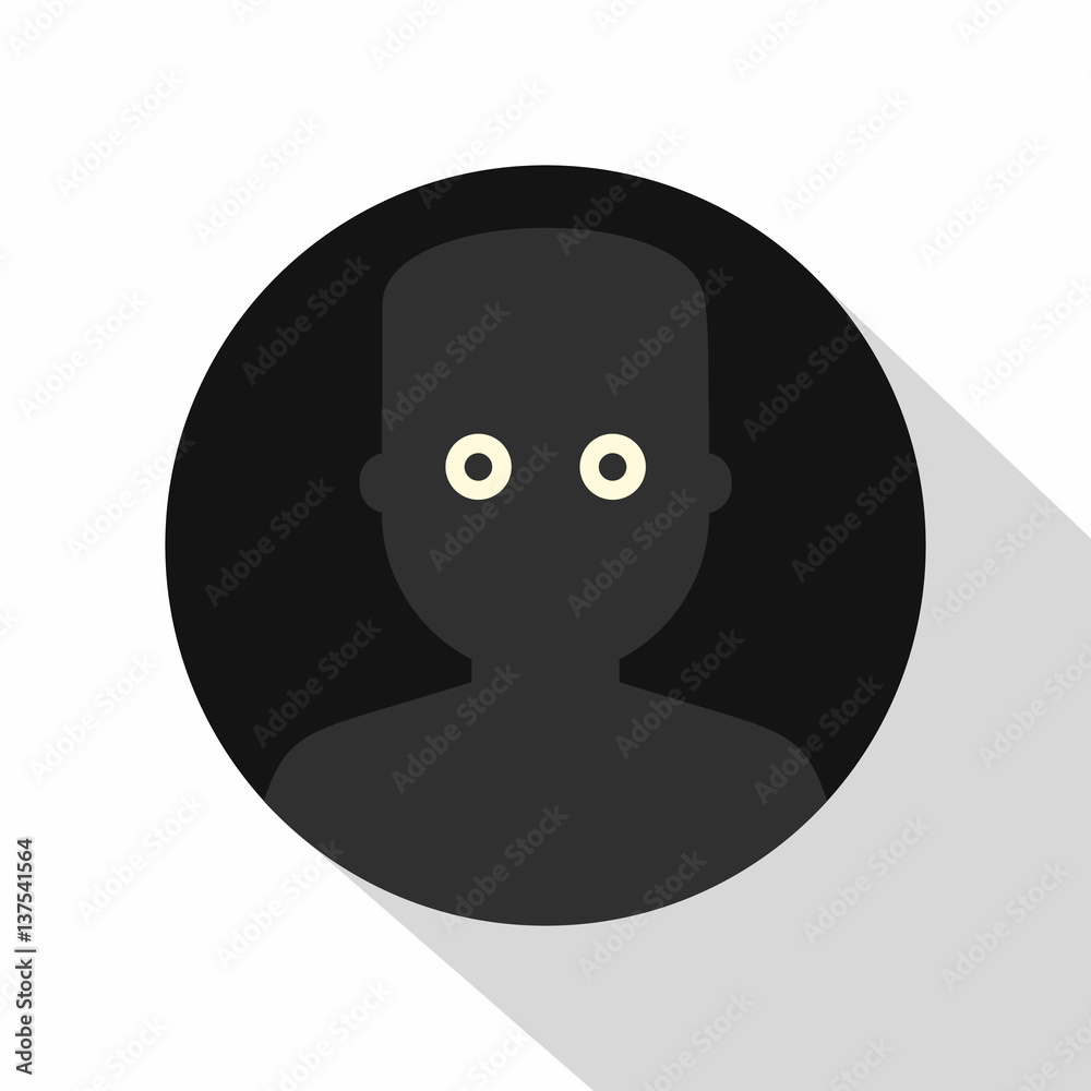 Frightened man in the darkness icon, flat style Frightened man in the darkness icon, flat style