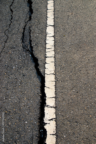 Wallpaper Mural Fissures and erosion of the asphalt road by the earthquake. Torontodigital.ca