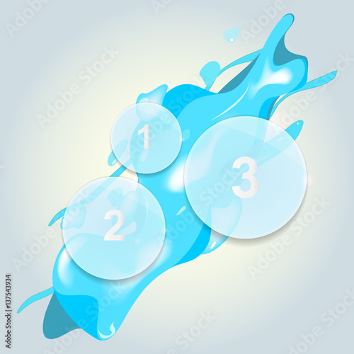 Glass infographic vector elements with water splash