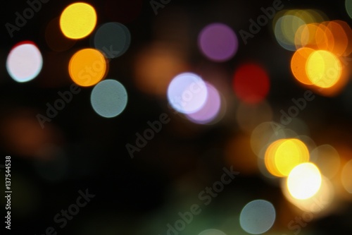 Abstract blurred bokeh in city colorfu beautiful in night, with copy space