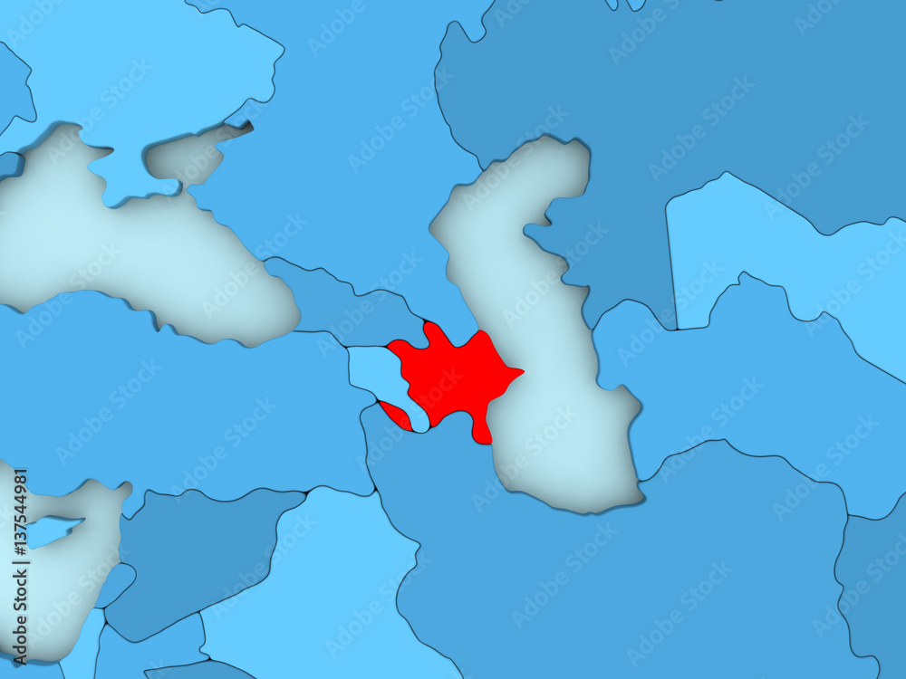 Fototapeta premium Azerbaijan on 3D map