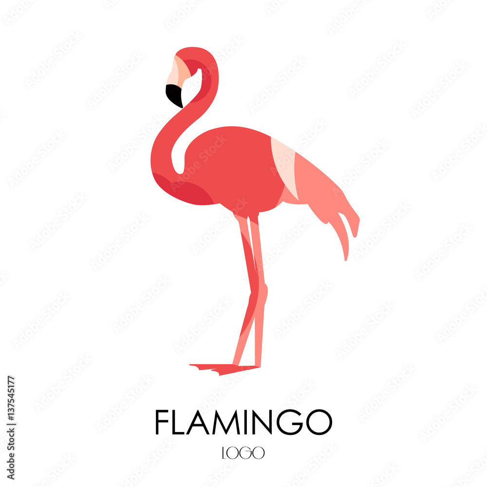 Naklejka premium Flamingo wektor ikona. Logo. Płaska konstrukcja.