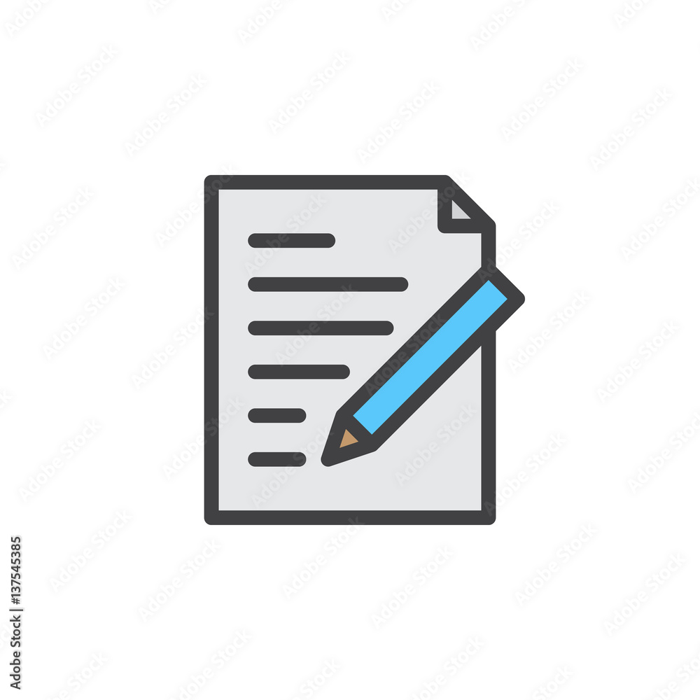 Form, Edit document line icon, filled outline vector sign, linear colorful pictogram isolated on white. Symbol, logo illustration Form, Edit document line icon, filled outline vector sign, linear colorful pictogram isolated on white. Symbol, logo illustration