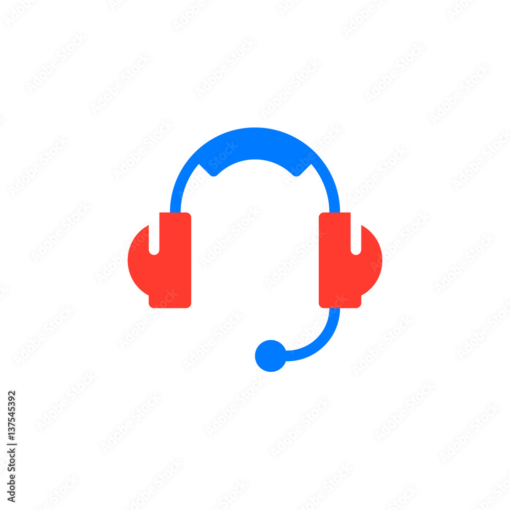 Headset, Customer support icon vector, filled flat sign, solid colorful pictogram isolated on white. Symbol, logo illustration Headset, Customer support icon vector, filled flat sign, solid colorful pictogram isolated on white. Symbol, logo illustration