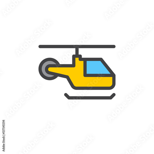 Helicopter line icon  filled outline vector sign  linear colorful pictogram isolated on white. Symbol  logo illustration