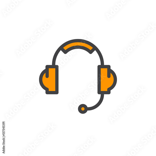 Headset, Customer support line icon, filled outline vector sign, linear colorful pictogram isolated on white. Symbol, logo illustration
