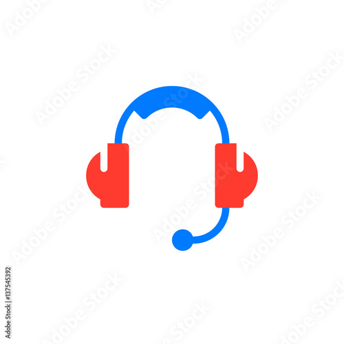 Headset, Customer support icon vector, filled flat sign, solid colorful pictogram isolated on white. Symbol, logo illustration
