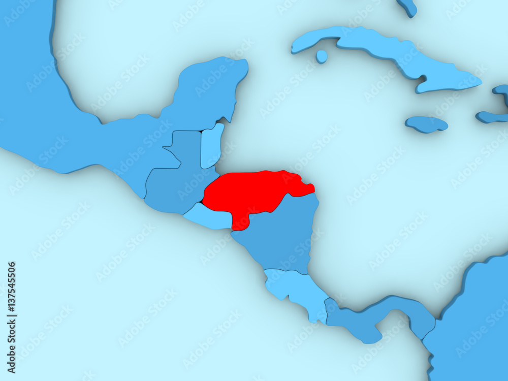 Honduras on 3D map