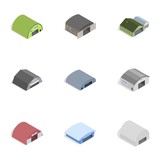Industrial building icons, isometric 3d style