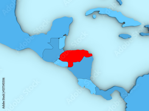 Honduras on 3D map