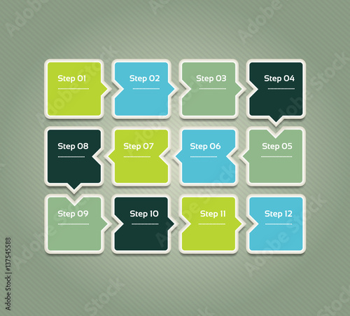 Vector progress background. Template for diagram, graph, presentation and chart. Business concept with 12 options, parts, steps or processes. Abstract background.
