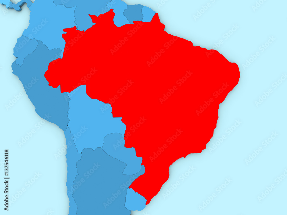 Fototapeta premium Brazil on 3D map